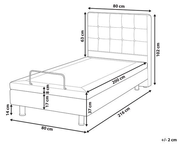 Polohovateľná posteľ svetlobéžová látkové čalúnenie polyester 80 x 200 cm elektrické nastavenie roštu a opierky hlavy spálňa