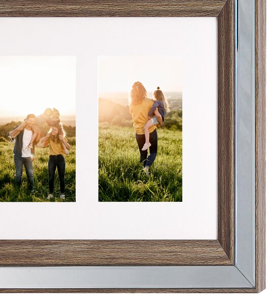 Rámček na fotky tmavé drevo 32 x 50 cm na 3 fotografie 10 x 15 cm koláž fotorámik moderný štýl dekorácie doplnky