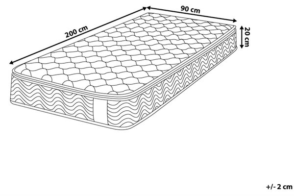 Vreckový pružinový matrac biela sivá tkanina polyester pamäťová pena 90 x 200 cm tvrdý spálňa