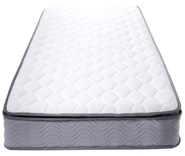 Vreckový pružinový matrac biela sivá tkanina polyester pamäťová pena 90 x 200 cm tvrdý spálňa