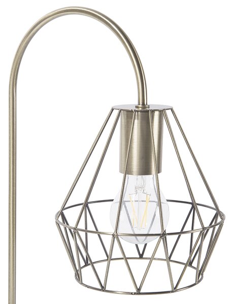 Stolná lampa biela mosadzná 50 cm kovové tienidlo tvar diamantu okrúhly stojan mramorový vzhľad obývačka spálňa