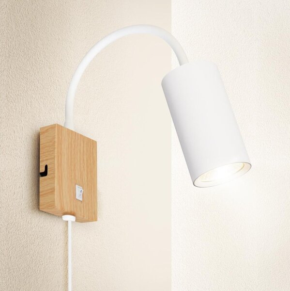 Brilagi - Flexibilná nástenná lampa SELE 1xGU10/30W/230V biela/dubový dekor