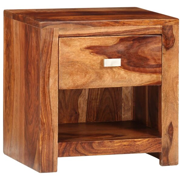 Nočný stolík s 1 zásuvkou, drevený masív sheesham