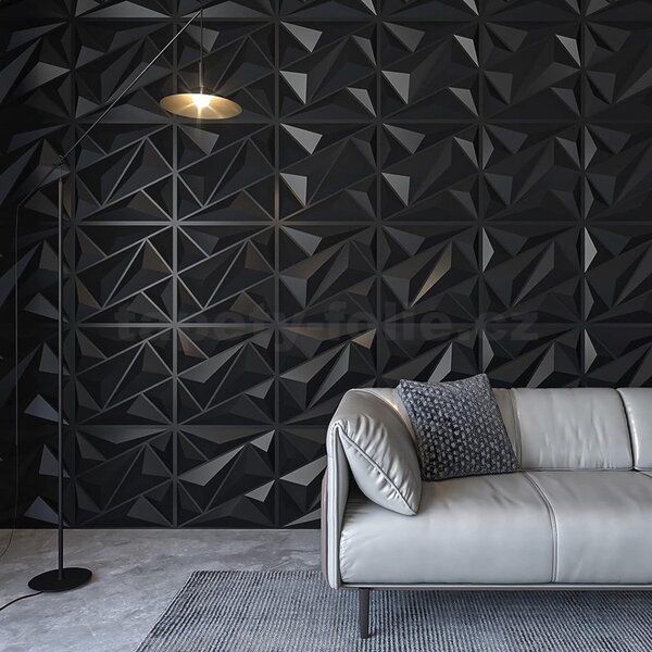Obkladové panely 3D PVC 11137, rozmer 500 x 500 mm, Iceberg black, IMPOL TRADE