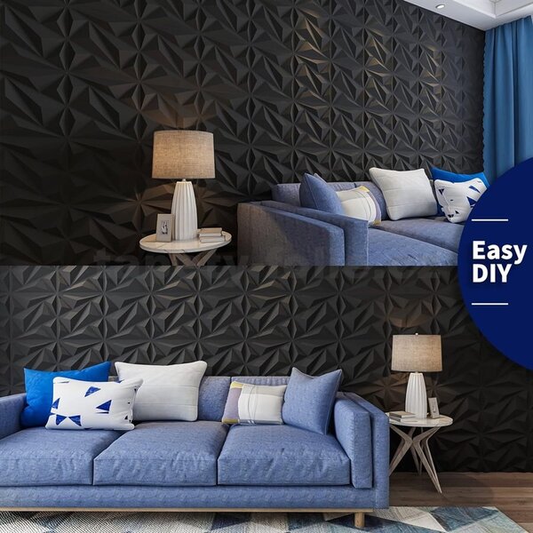 Obkladové panely 3D PVC 11137, rozmer 500 x 500 mm, Iceberg black, IMPOL TRADE