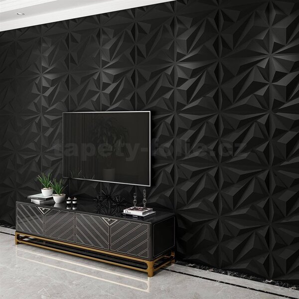 Obkladové panely 3D PVC 11137, rozmer 500 x 500 mm, Iceberg black, IMPOL TRADE