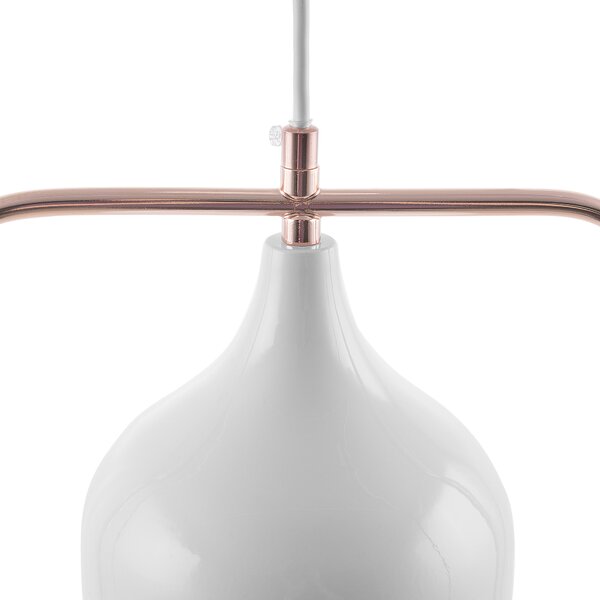 Závesná lampa biela kovová 121 cm medený rám na strop industriálny štýl kuchyňa jedáleň