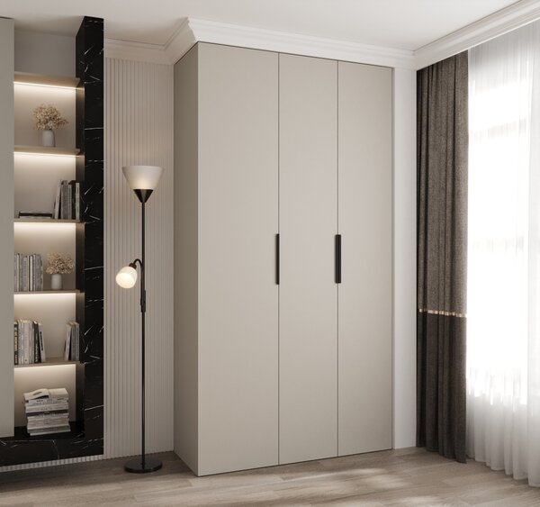 NovýNábytok.sk Šatníková skriňa 130 cm Carmela 40-4 (kašmír + čierna). Akcia -20%. Vlastná spoľahlivá doprava až k Vám domov. 1126647