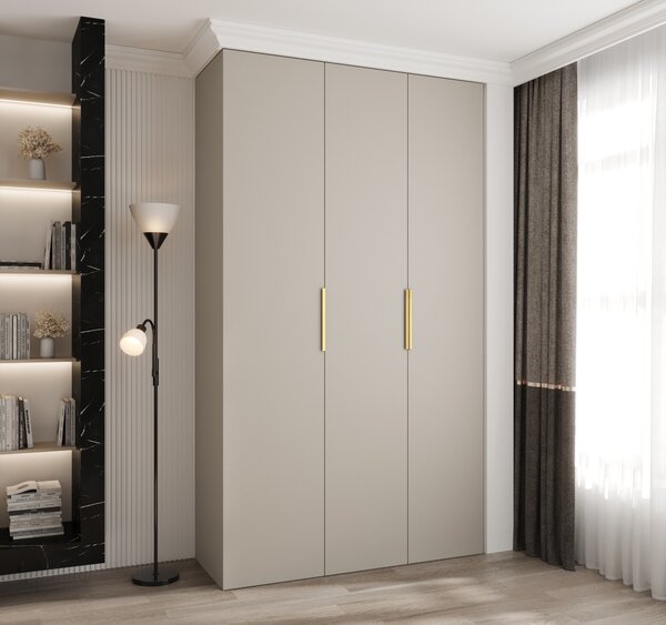 NovýNábytok.sk Šatníková skriňa 140 cm Carmela 40-4 (kašmír + zlatá). Akcia -20%. Vlastná spoľahlivá doprava až k Vám domov. 1126652
