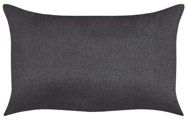 Sada 2 dekoratívnych vankúšov čierna bavlna ľan 30 x 50 cm ozdobné drevené gombíky klasické retro bytové doplnky