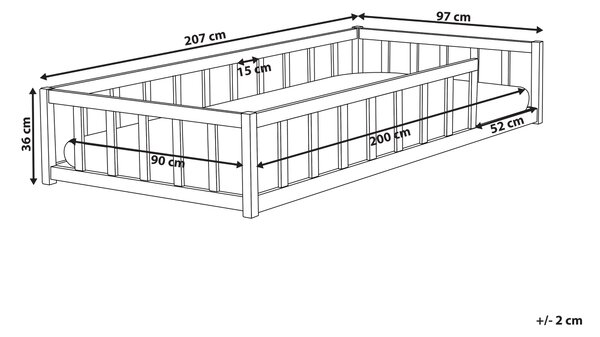 Detská posteľ svetlohnedá borovicové drevo 90 x 200 cm nízka konštrukcia s lamelovým rámom moderný štýl detská izba
