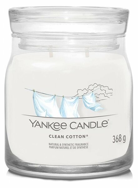 Yankee Candle vonná sviečka Signature v skle stredná Clean Cotton, 368 g
