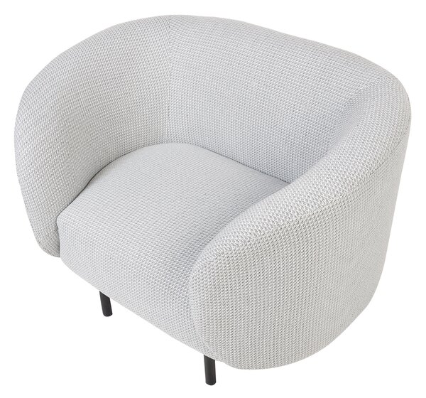 Kreslo čierna biela polyesterové čalúnenie čierne nohy zaoblené operadlo retro glamour art deco štýl