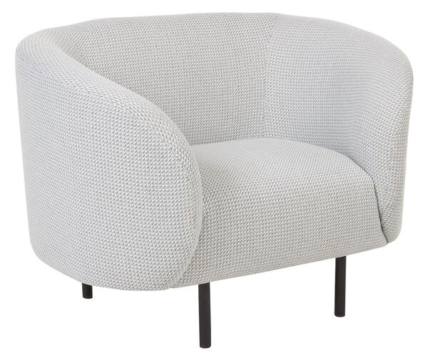 Kreslo čierna biela polyesterové čalúnenie čierne nohy zaoblené operadlo retro glamour art deco štýl