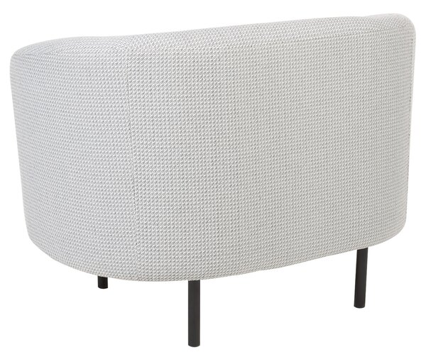 Kreslo čierna biela polyesterové čalúnenie čierne nohy zaoblené operadlo retro glamour art deco štýl
