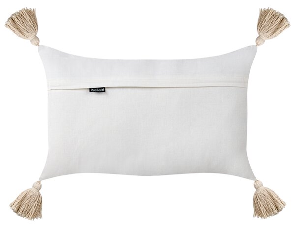 Sada 2 dekoratívnych vankúšov krémová biela bavlnené obliečky 30 x 50 cm so strapcami