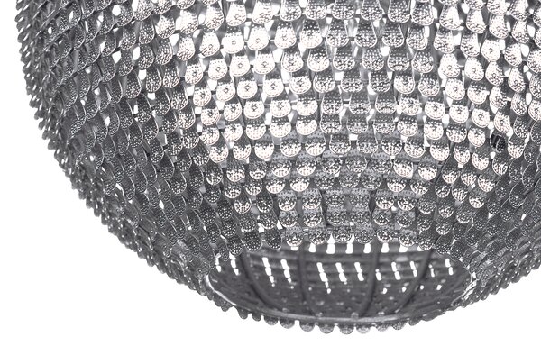 Závesná lampa strieborná kov guľaté trblietavé tienidlo s flitrami v tvare disco gule moderný glamour štýl obývačka jedáleň