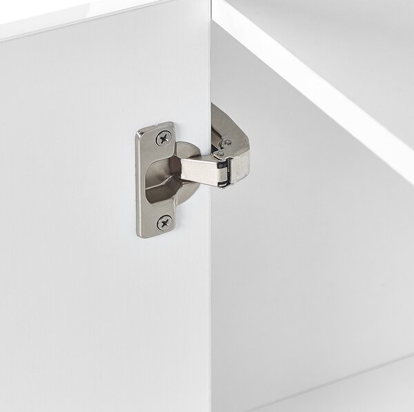 Komoda s 2 dvierkami biela MDF drevotrieska úložný priestor 2 skrinky polica s LED osvetlením moderný štýl obývačka spálňa