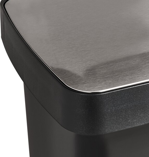 Dvojitý odpadkový kôš s pedálom a vekom čierny syntetický materiál železo 60 l koše na recyklovaný odpad moderná kuchyňa