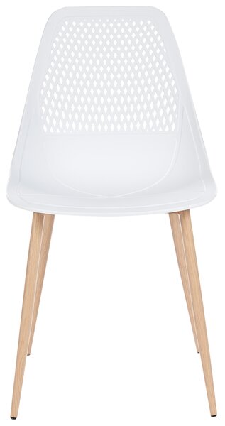 Sada 4 jedálenských stoličiek biela sedadlo zo syntetiky kovové nohy moderný minimalistický štýl kuchyňa jedáleň