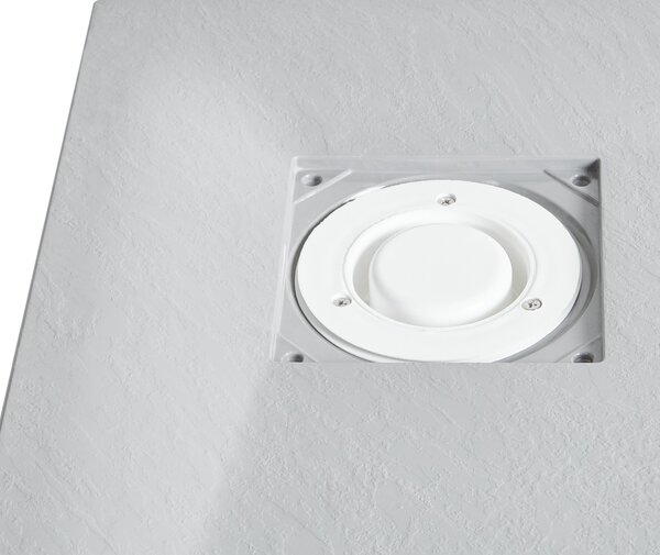 Sprchová vanička s odtokom sivá SMC 80 x 80 x 3 cm trojuholníkový tvar efekt prírodného kameňa minimalistický štýl kúpeľňa