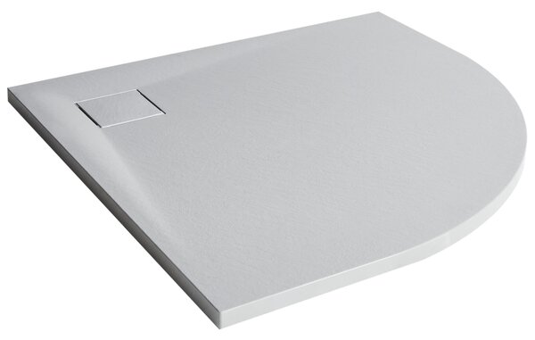 Sprchová vanička s odtokom sivá SMC 80 x 80 x 3 cm trojuholníkový tvar efekt prírodného kameňa minimalistický štýl kúpeľňa