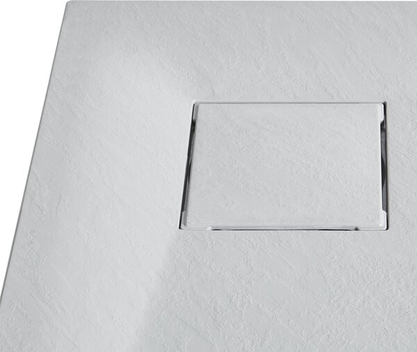 Sprchová vanička s odtokom sivá SMC 80 x 80 x 3 cm trojuholníkový tvar efekt prírodného kameňa minimalistický štýl kúpeľňa