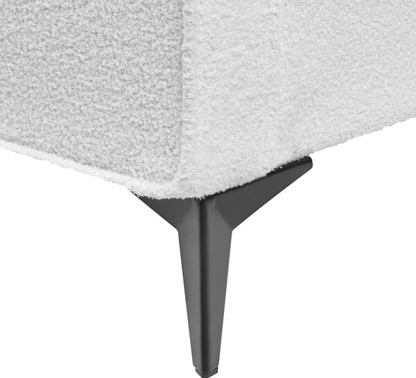 Rám postele s čelom biele buklé čalúnenie čierne kovové nohy 160 x 200 cm klasický minimalistický štýl spálňa