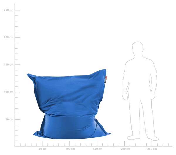 Sedací vak modrý nylonový 140 x 180 cm vodoodolný poťah so zipsom polystyrénová výplň