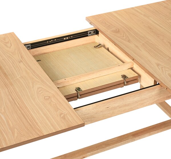 Rozkladací jedálenský stôl svetlý jaseň MDF 160/200 x 90 cm nohy z kaučukového dreva dyhovaná doska prírodný povrch škandinávsky štýl