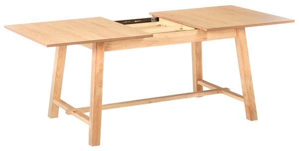 Rozkladací jedálenský stôl svetlý jaseň MDF 160/200 x 90 cm nohy z kaučukového dreva dyhovaná doska prírodný povrch škandinávsky štýl