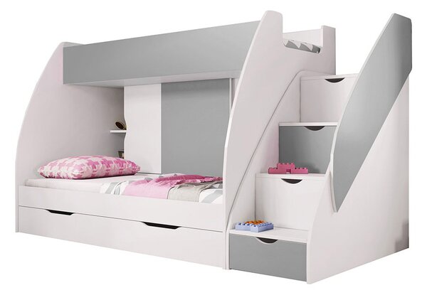 Poschodová posteľ 80 cm Mareus (sivá) (s roštom). Vlastná spoľahlivá doprava až k Vám domov. 1014003
