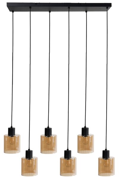 Závesné svietidlo 6 béžových sklenených tienidiel visiaca lampa kovová konštrukcia moderný štýl