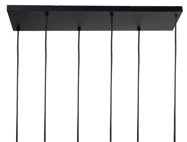 Závesné svietidlo 6 béžových sklenených tienidiel visiaca lampa kovová konštrukcia moderný štýl