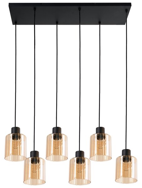 Závesné svietidlo 6 béžových sklenených tienidiel visiaca lampa kovová konštrukcia moderný štýl