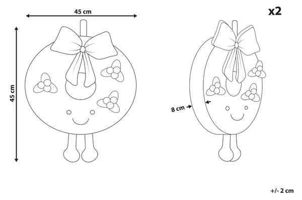 Sada 2 dekoratívnych vankúšov zelená polyester vianočný motív veniec 45 cm okrúhly tvar dekorácie doplnky