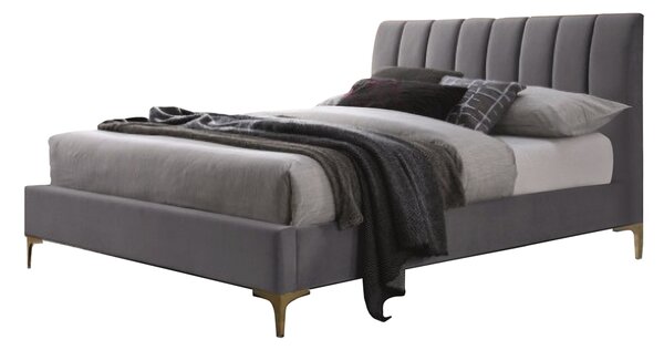 Čalúnená posteľc 160 x 200 cm farba šedá / zlatá
