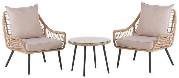 Sada poťahov na záhradné vankúše béžová polyester odolnosť voči UV žiareniu minimalistický štýl záhrada exteriér