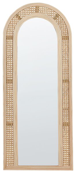 Nástenné zrkadlo prírodné ratan sklo 120 x 50 cm oválny tvar ručná výroba moderný boho štýl obývačka spálňa