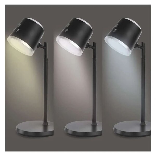 Čierna LED stolová nabíjacia magnetická lampa Abbie 4v1 6W – LED lampičky a baterky > Stolové LED lampičky