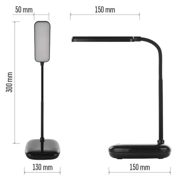 Čierna LED stolová lampička Molly 12W – LED lampičky a baterky > Stolové LED lampičky