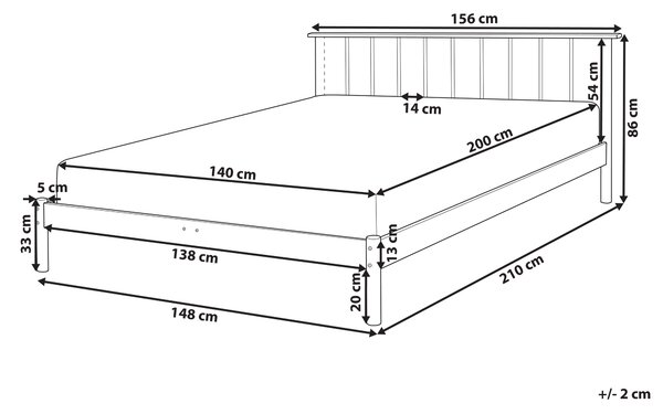 Posteľ svetlé borovicové drevo 140 x 200 cm dvojlôžko s lamelovým čelom a roštom minimalistický rustikálny štýl