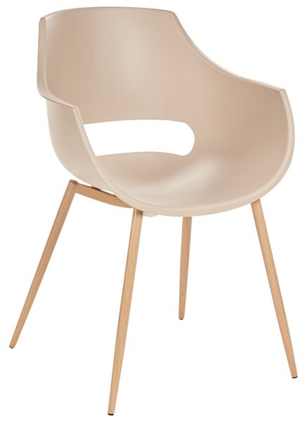 Sada 4 jedálenských stoličiek béžová sedadlo zo syntetiky kovové nohy moderný minimalistický štýl kuchyňa jedáleň