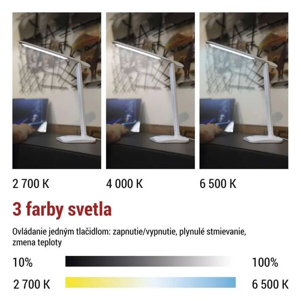 Biela LED stolová lampička Chase 7,2W – LED lampičky a baterky > Stolové LED lampičky
