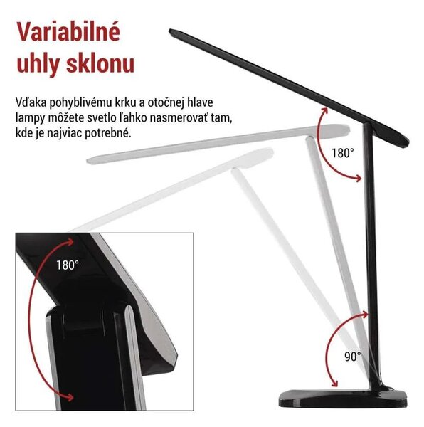 Čierna LED stolová lampička Chase 7,2W – LED lampičky a baterky > Stolové LED lampičky
