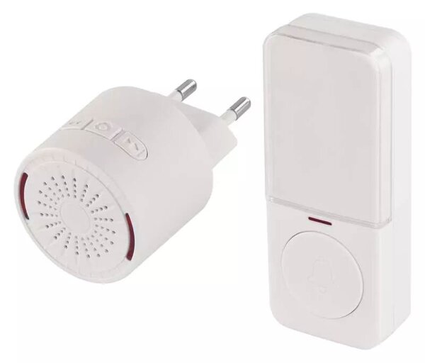 Biely domový bezdrôtový zvonček do zásuvky – Elektro > Domové zvončeky