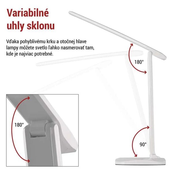 Biela LED stolová lampička Chase 7,2W – LED lampičky a baterky > Stolové LED lampičky
