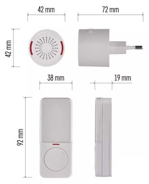 Biely domový bezdrôtový zvonček do zásuvky – Elektro > Domové zvončeky