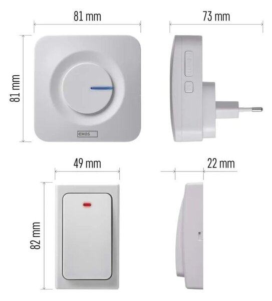 Biely domový bezdrôtový zvonček do zásuvky – Elektro > Domové zvončeky