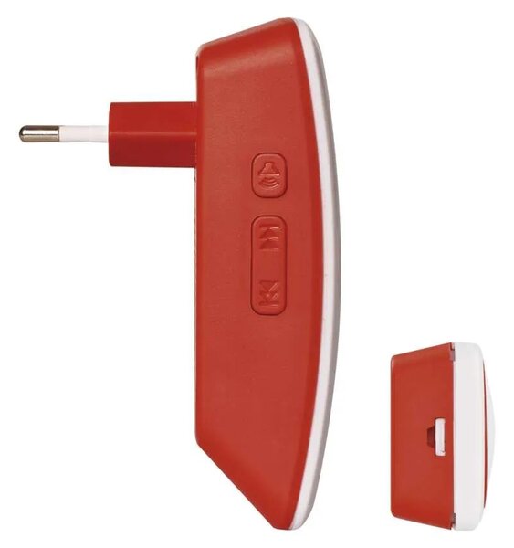 Bielo-červený domový bezdrôtový zvonček do zásuvky – Elektro > Domové zvončeky
